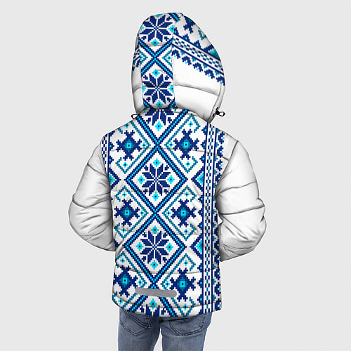 Зимняя куртка для мальчика Орнамент Руси: синий / 3D-Красный – фото 4
