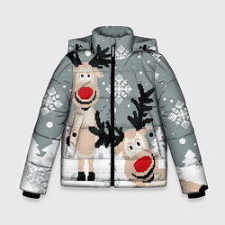 Зимняя куртка для мальчика Вязанный узор с оленями