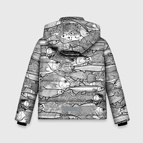 Зимняя куртка для мальчика Рыбы графика / 3D-Черный – фото 2