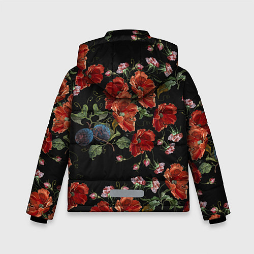 Зимняя куртка для мальчика Цветущие маки / 3D-Черный – фото 2