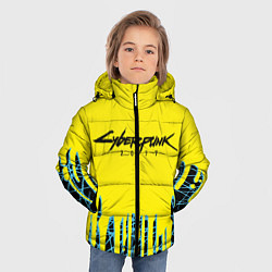 Куртка зимняя для мальчика Cyberpunk 2077: Yellow Style, цвет: 3D-светло-серый — фото 2