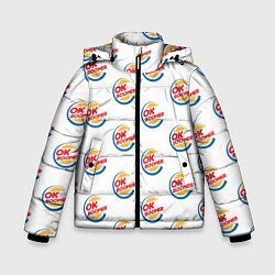 Куртка зимняя для мальчика OK boomer logo, цвет: 3D-черный