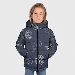 Куртка зимняя для мальчика Космо киски, цвет: 3D-черный — фото 2