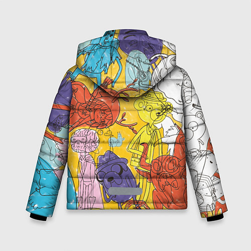 Зимняя куртка для мальчика Время Приключений, раскраска / 3D-Черный – фото 2