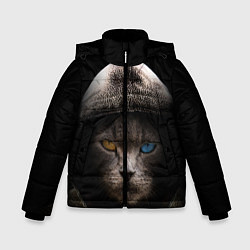 Куртка зимняя для мальчика Уличный кот, цвет: 3D-светло-серый
