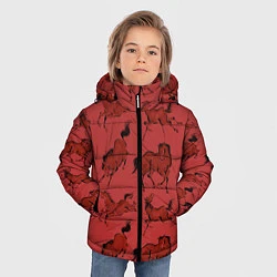 Куртка зимняя для мальчика Красные кони, цвет: 3D-черный — фото 2