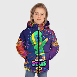 Куртка зимняя для мальчика Brawl Stars Leon, Dab, цвет: 3D-светло-серый — фото 2