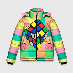 Куртка зимняя для мальчика Кубик Рубика, цвет: 3D-светло-серый