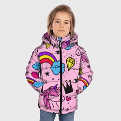 Куртка зимняя для мальчика Единороги, цвет: 3D-черный — фото 2