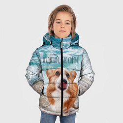 Куртка зимняя для мальчика Отдыхай, как корги!, цвет: 3D-светло-серый — фото 2