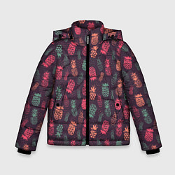 Куртка зимняя для мальчика Ананасовый экспресс, цвет: 3D-черный