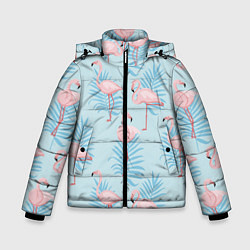 Куртка зимняя для мальчика Арт с розовым фламинго, цвет: 3D-черный