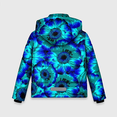 Зимняя куртка для мальчика Голубые хризантемы / 3D-Черный – фото 2