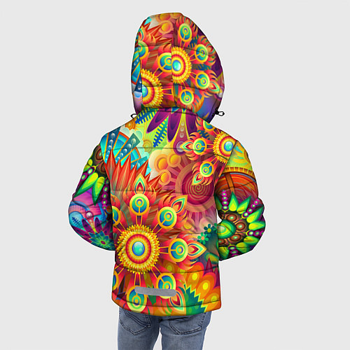 Зимняя куртка для мальчика Психоделия Яркая / 3D-Красный – фото 4