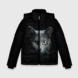 Куртка зимняя для мальчика Кот, цвет: 3D-черный