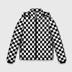 Куртка зимняя для мальчика Шахматка мелкая, цвет: 3D-черный