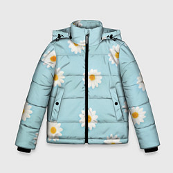 Куртка зимняя для мальчика Узор с ромашками, цвет: 3D-светло-серый