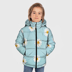 Куртка зимняя для мальчика Узор с ромашками, цвет: 3D-черный — фото 2
