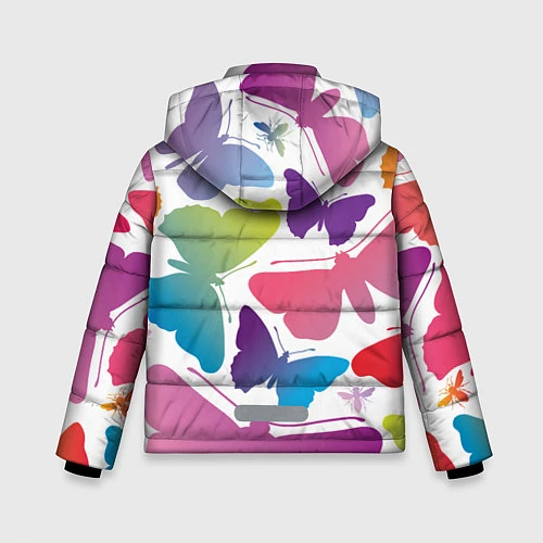 Зимняя куртка для мальчика Разноцветные бабочки / 3D-Черный – фото 2