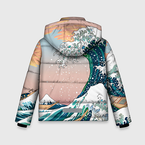Зимняя куртка для мальчика Большая волна в канагаве / 3D-Черный – фото 2
