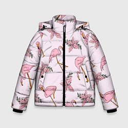 Куртка зимняя для мальчика Розовый фламинго, цвет: 3D-светло-серый