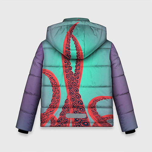 Зимняя куртка для мальчика Красные щупальца осминога / 3D-Черный – фото 2