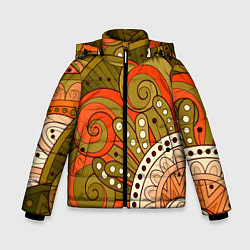 Куртка зимняя для мальчика Детский оранжево-болотный, цвет: 3D-черный