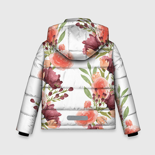 Зимняя куртка для мальчика Цветы на белом / 3D-Черный – фото 2