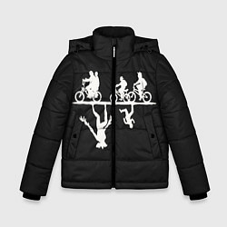 Куртка зимняя для мальчика Очень Странные Дела, цвет: 3D-черный