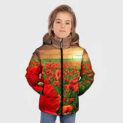 Куртка зимняя для мальчика Красный мак на закате, цвет: 3D-черный — фото 2