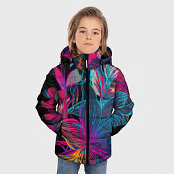 Куртка зимняя для мальчика Flowers Неон, цвет: 3D-черный — фото 2