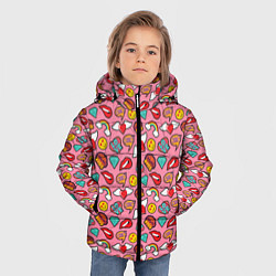 Куртка зимняя для мальчика Губы Смайлы Любовь, цвет: 3D-черный — фото 2