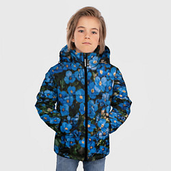 Куртка зимняя для мальчика Поле синих цветов фиалки лето, цвет: 3D-красный — фото 2