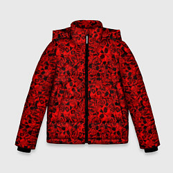 Куртка зимняя для мальчика ЧЕРЕПА И РОЗЫ, цвет: 3D-красный