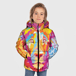 Куртка зимняя для мальчика Акварельный лев, цвет: 3D-светло-серый — фото 2