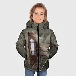 Куртка зимняя для мальчика Конь, цвет: 3D-светло-серый — фото 2