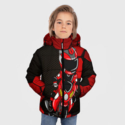 Куртка зимняя для мальчика Байкер Мотоциклист, цвет: 3D-черный — фото 2