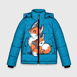 Куртка зимняя для мальчика Лисья семья, цвет: 3D-светло-серый