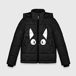 Куртка зимняя для мальчика Кошачья мордочка, цвет: 3D-черный