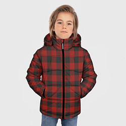 Куртка зимняя для мальчика Бордовая клетка, цвет: 3D-черный — фото 2