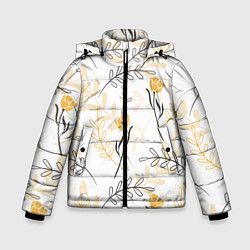 Куртка зимняя для мальчика Рисованные Цветы, цвет: 3D-светло-серый