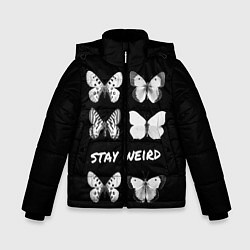 Куртка зимняя для мальчика Бабочки, цвет: 3D-черный