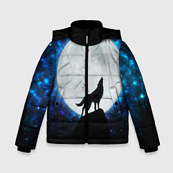 Куртка зимняя для мальчика Волк воющий на луну, цвет: 3D-красный