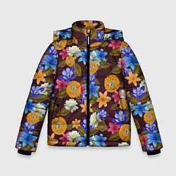 Куртка зимняя для мальчика Exotic Flowers, цвет: 3D-черный