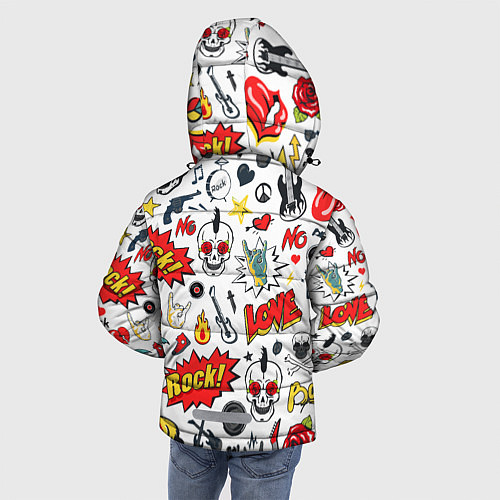 Зимняя куртка для мальчика Я ЛЮБЛЮ РОК / 3D-Красный – фото 4