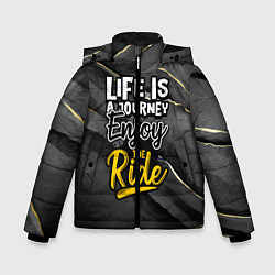 Куртка зимняя для мальчика Жизнь - это путешествие, цвет: 3D-черный