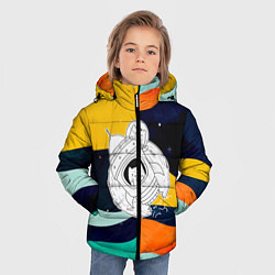 Куртка зимняя для мальчика Космический кот, цвет: 3D-светло-серый — фото 2