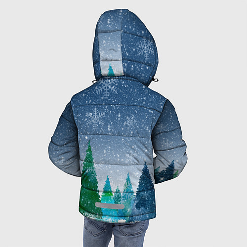 Зимняя куртка для мальчика Снежинки в лесу / 3D-Красный – фото 4