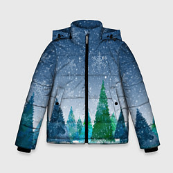 Куртка зимняя для мальчика Снежинки в лесу, цвет: 3D-красный