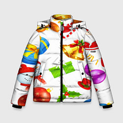 Куртка зимняя для мальчика Новый год!, цвет: 3D-светло-серый
